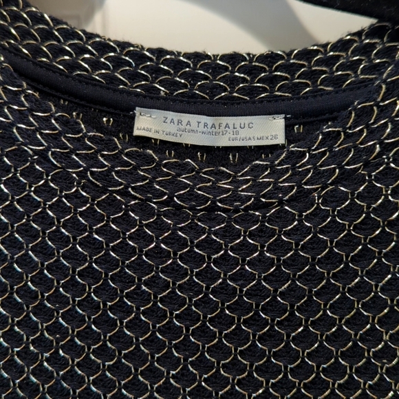 Zara Long black dress with metallic gold thread Size S - Picture 2 of 5